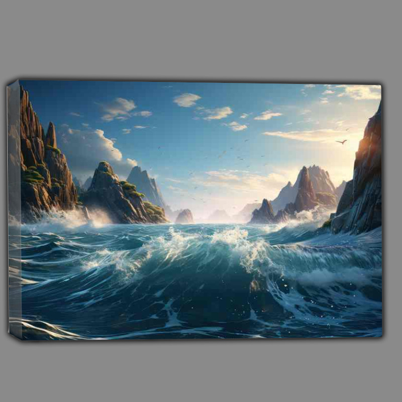 Buy Canvas : (Daylight Struggles Seas in Turbulent Motion)