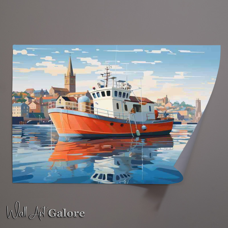 Buy Unframed Poster : (Fishing Boat in Blissful Sunlit Waters)