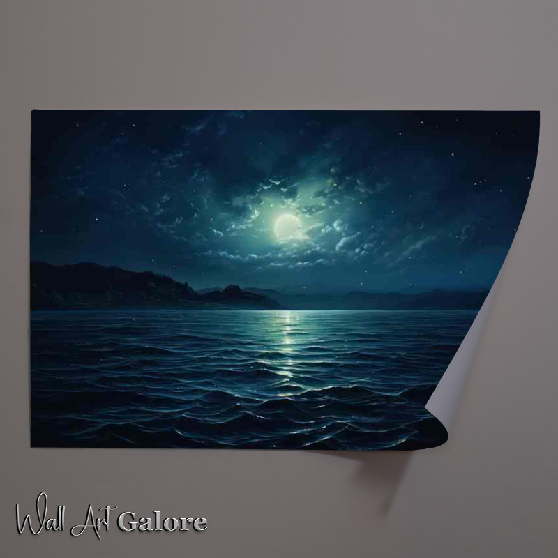 Buy Unframed Poster : (Moonlight over the ocean)
