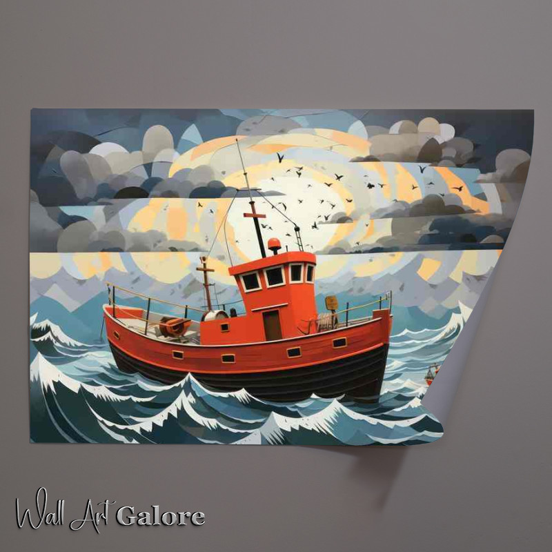 Buy Unframed Poster : (Solitary Voyage Small Boat's Ocean Journey)