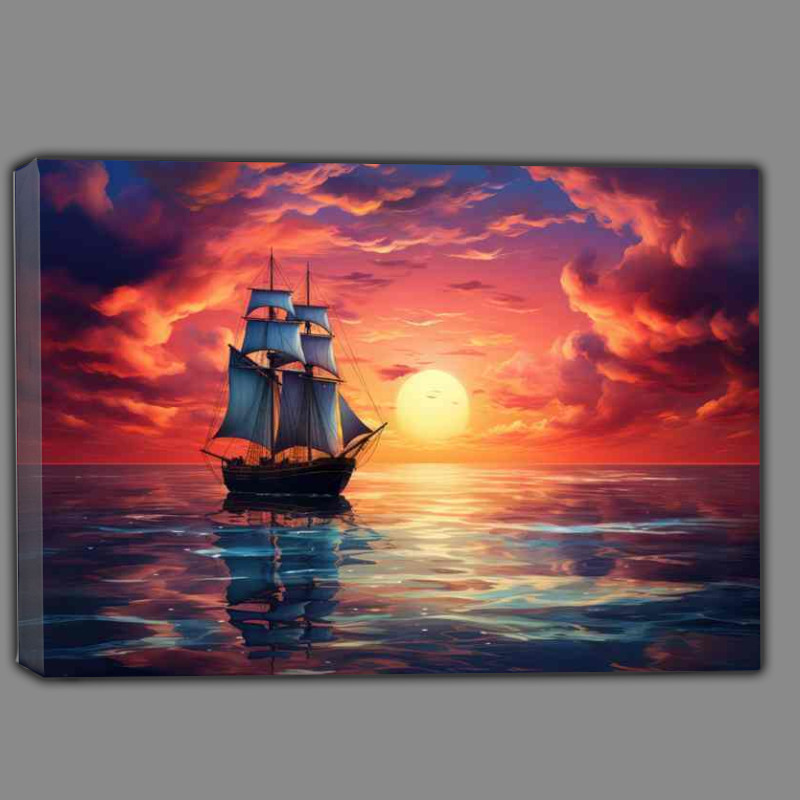 Buy Canvas : (Sunsets Embrace Oceans Evening Glow)