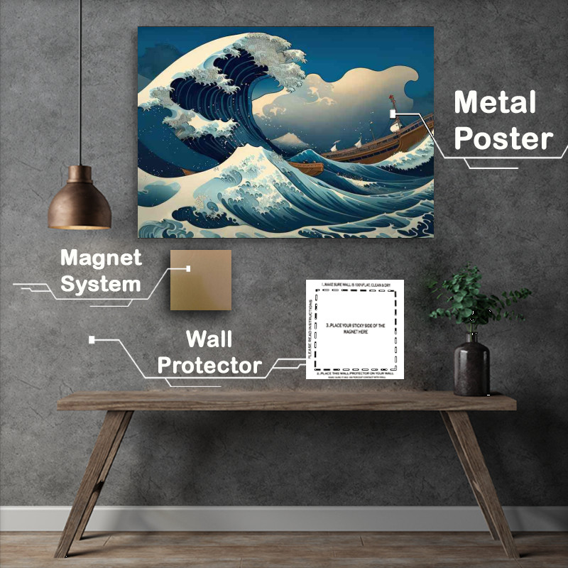 Buy Metal Poster : (The wave of a fisherman)