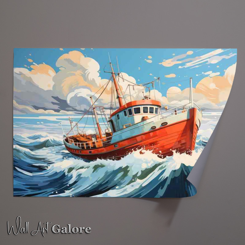 Buy Unframed Poster : (umultuous Waters and the Fishing Crew)