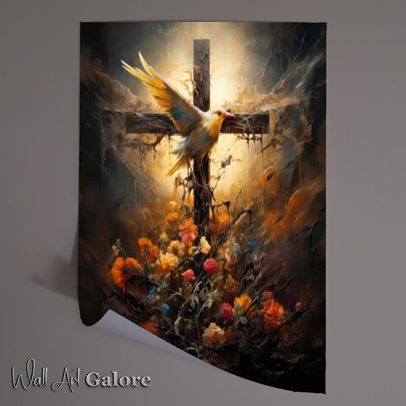 Buy Unframed Poster : (Celestial Blooms The Interweaving of Cross Flowers and Birds)