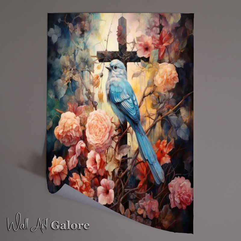 Buy Flora & Fauna Cross Poster : (Sacred Wings & Petals)