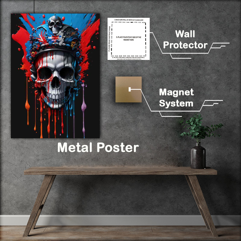 Buy Metal Poster : (Midnights Manuscript Writing the Macabre english skull)