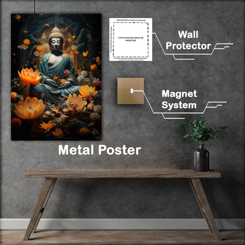 Buy Metal Poster : (The Radiant Aura of Buddha Discovering Divine Grace)