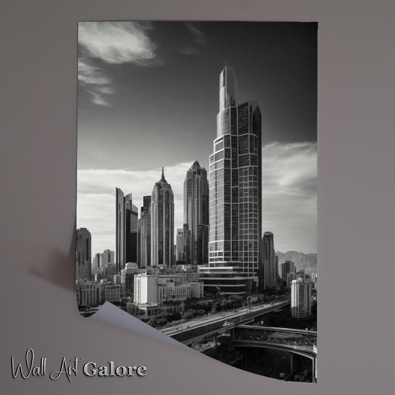 Buy Unframed Poster : (Black and white towering city)