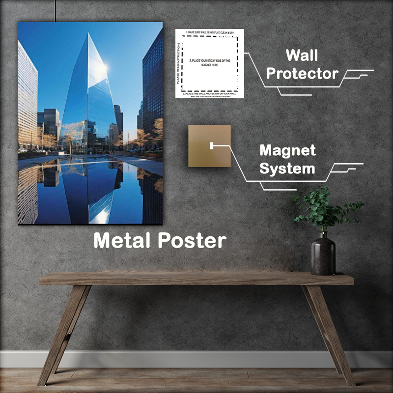 Buy Metal Poster : (Building Reflection in the ciry)