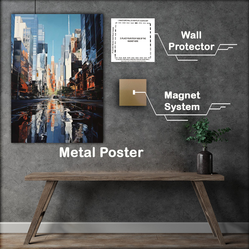 Buy Metal Poster : (Building Reflections with skyscrapers)