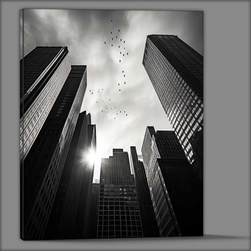 Buy Canvas : (Flying over new york skyscrappers)
