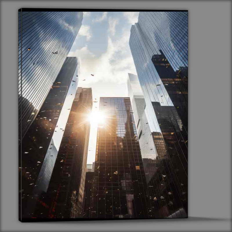 Buy Canvas : (New York Skyscrapers with sun)
