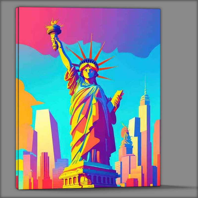 Buy Canvas : (New York Statue Of Liberty flat design)