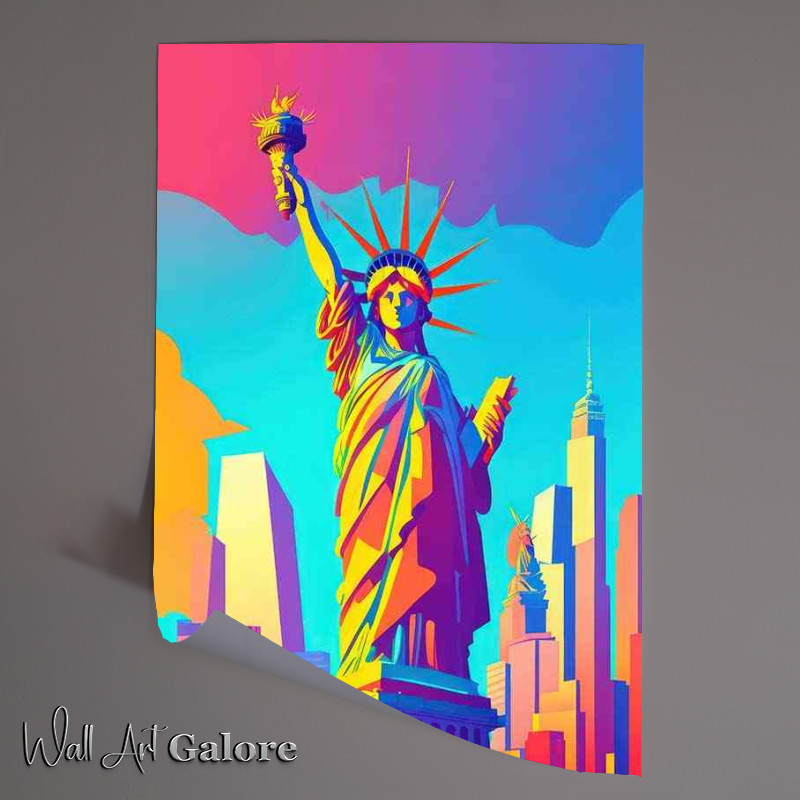 Buy Unframed Poster : (New York Statue Of Liberty flat design)