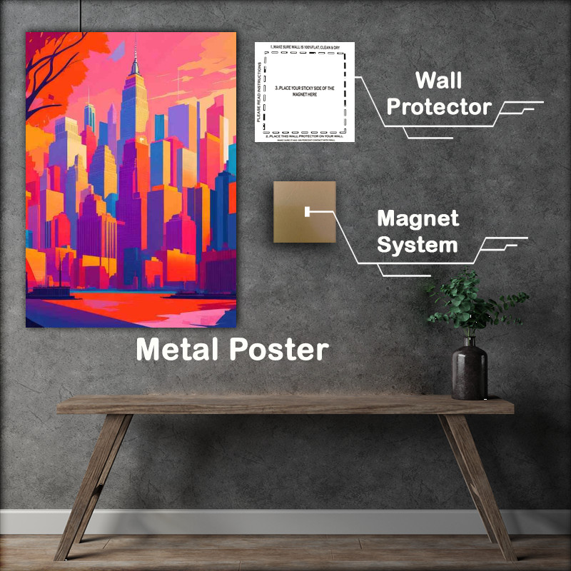 Buy Metal Poster : (New York flat design new modern fresh look)