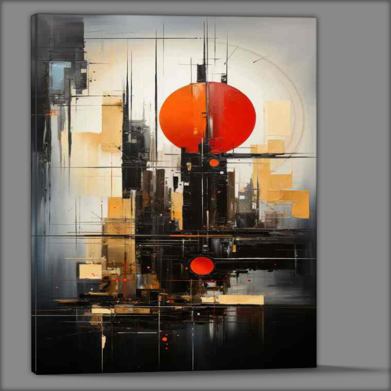 Buy Canvas : (Painting Abstract a red ball and square blocks)