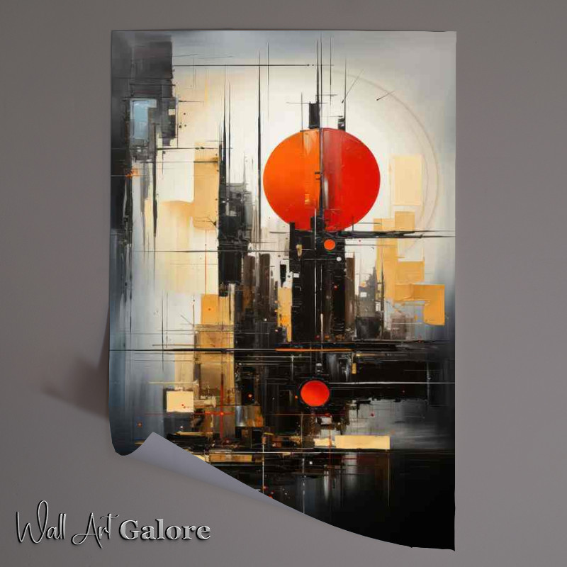 Buy Unframed Poster : (Painting Abstract a red ball and square blocks)