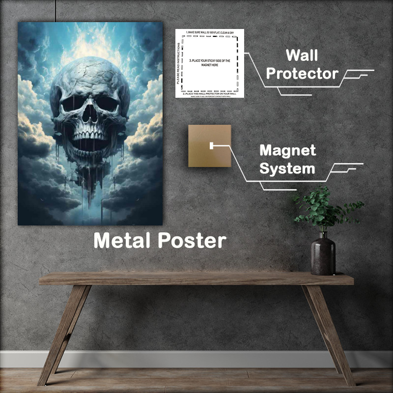 Buy Metal Poster : (The Aesthetics of Morbid Art skull in the clouds)