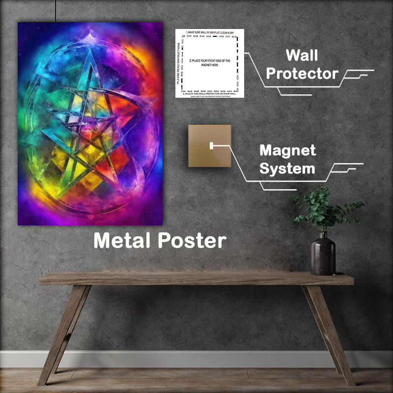 Buy Metal Poster : (Wiccan Pentagrams Cosmic Energy)