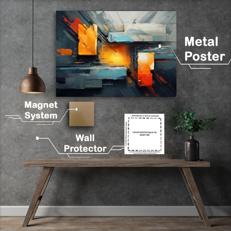 Buy Metal Poster : (Radiant Abstract Dazzling Shapes and Color Combinations)