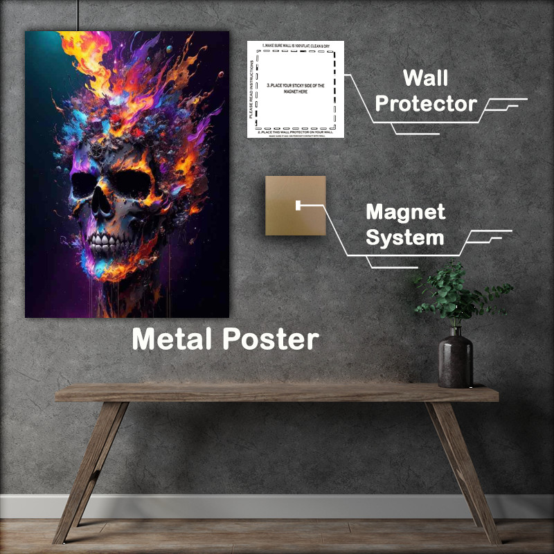 Buy Metal Poster : (The Dead Speak in Verse colourful skull)