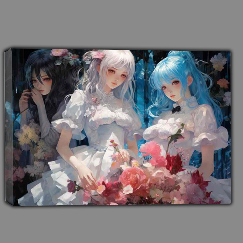 Buy Canvas : (Anime girls in white dress surrounded by flowers)