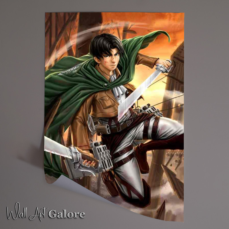 Buy Unframed Poster : (Battle Ready Brilliance Levi Captured in Stunning Manga Style)