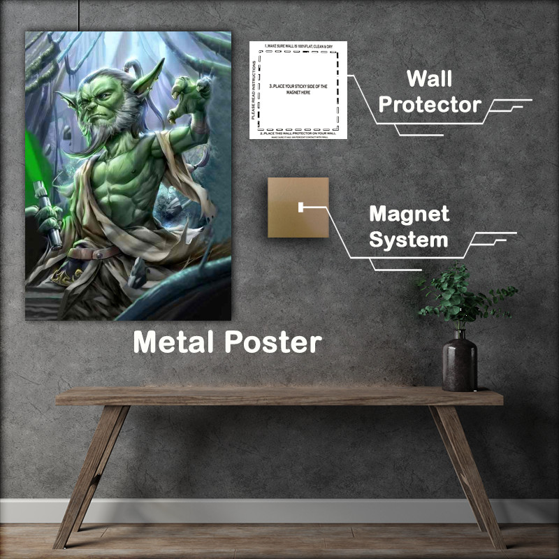 Buy Metal Poster : (Epic Transformation Yoda Reborn as a Human in Manga Art)