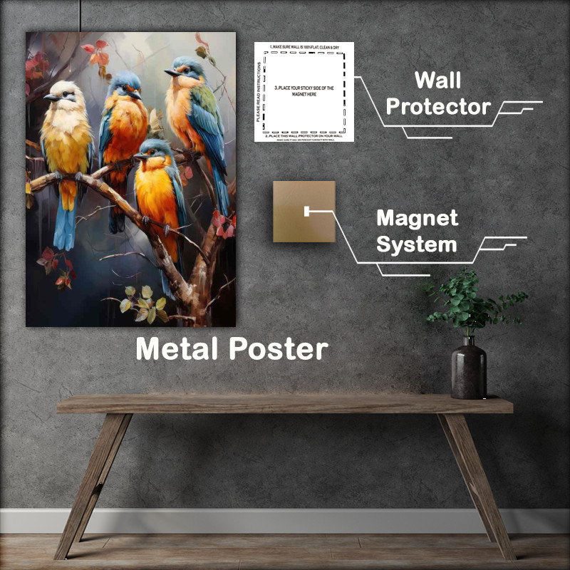 Buy Metal Poster : (A Visual Celebration of Avian Beauty birds on a branch)