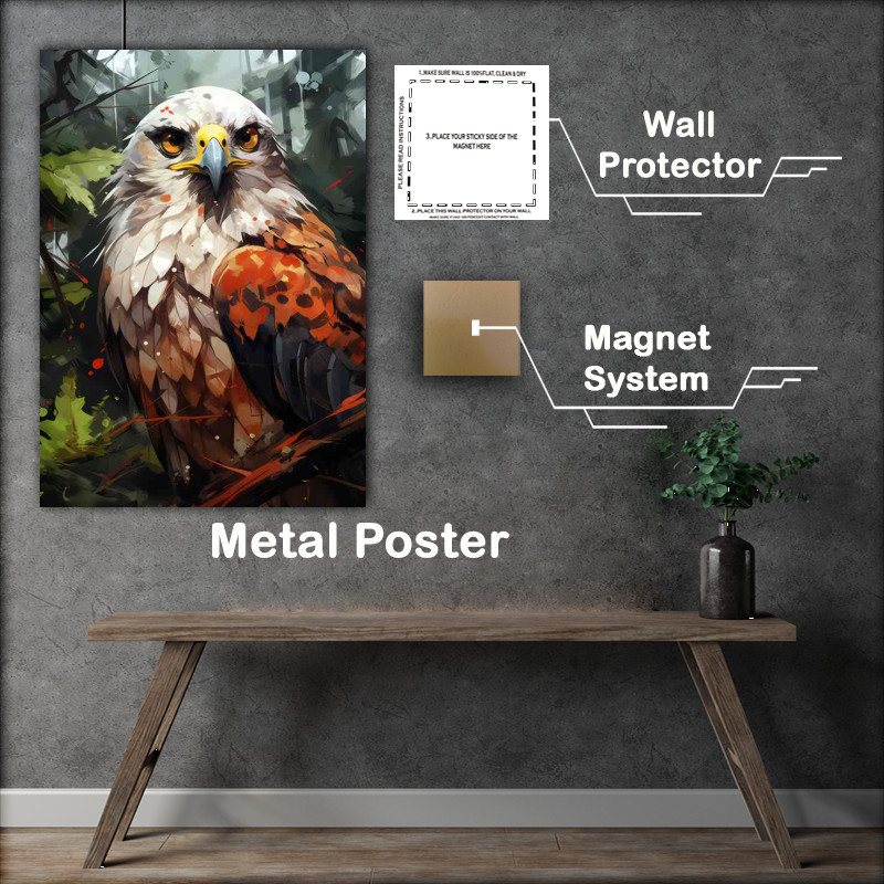 Buy Metal Poster : (Amazing Hawk in the forest)