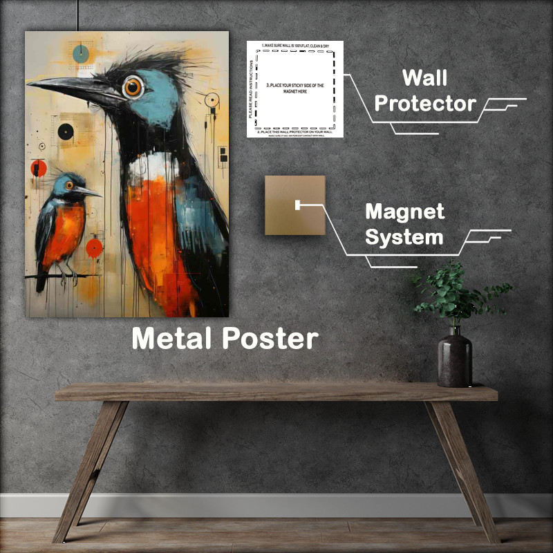 Buy Metal Poster : (Coulurful Bird with orange beast art)