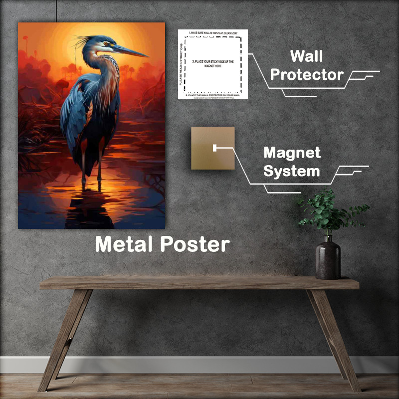 Buy Metal Poster : (Dawns Delicate Heron Ballet)