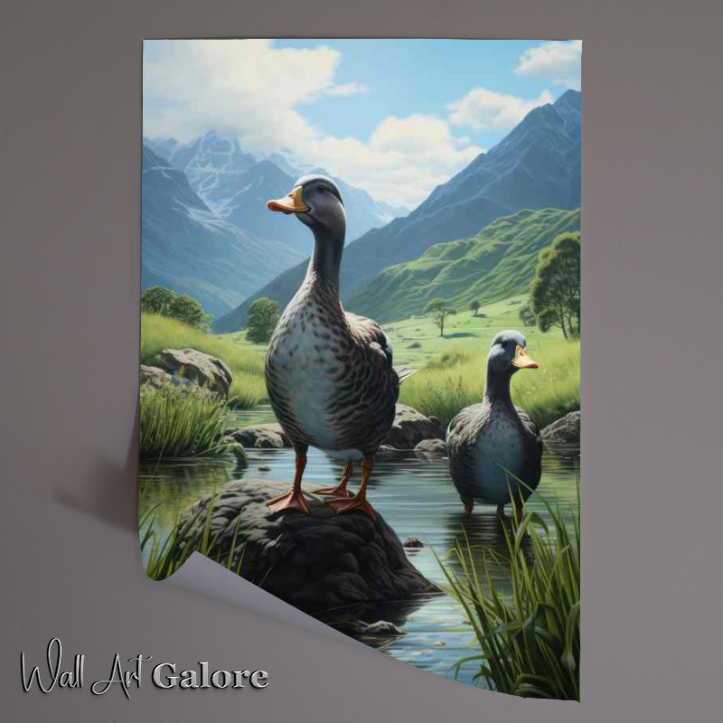 Buy Unframed Poster : (Ducks on the Farm A Rustic Scene with Waterfowl)