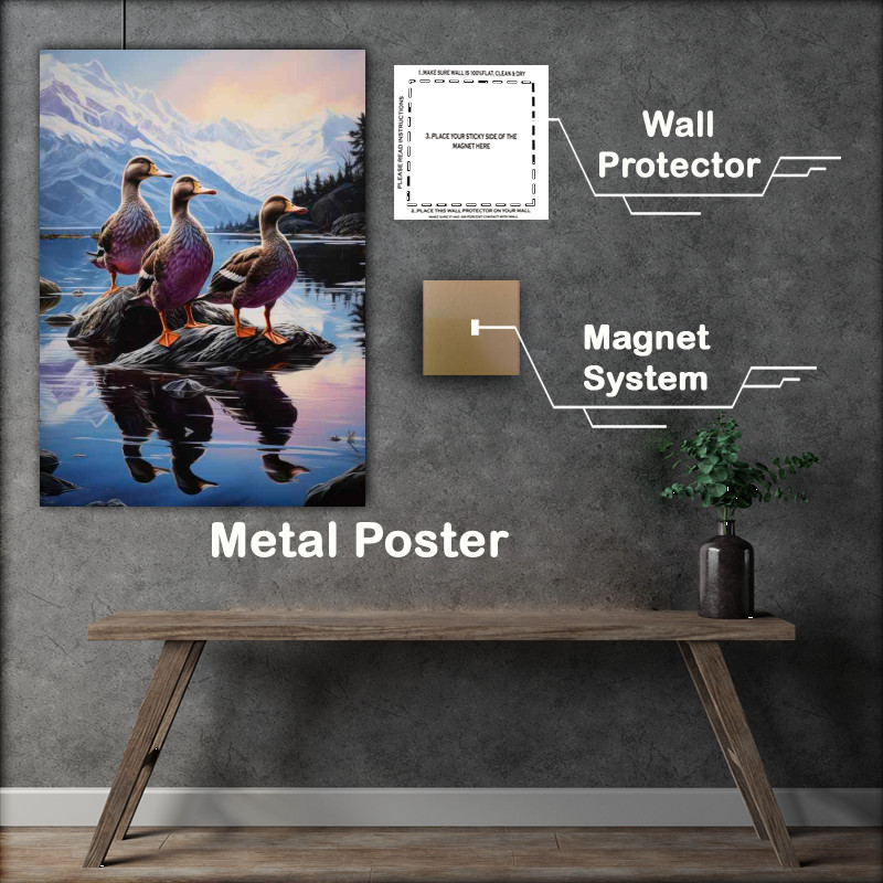 Buy Metal Poster : (Feathered Visitors Ducks Gathering on Land)