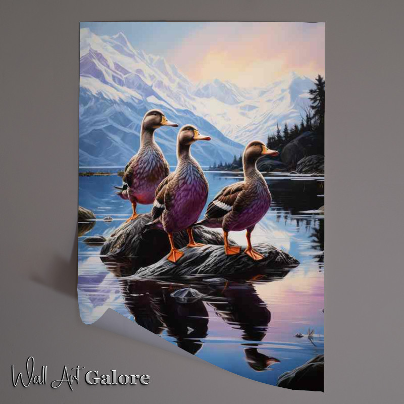 Buy Unframed Poster : (Feathered Visitors Ducks Gathering on Land)