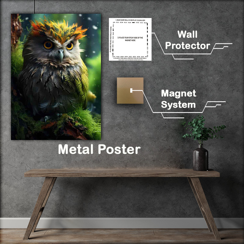 Buy Metal Poster : (Forest Magic Observing Long-Eared Owls in Their Habitat)