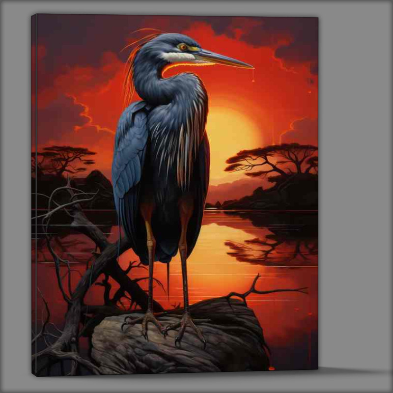 Buy Canvas : (Graceful Herons at Sunrise A Spectacle of Nature)