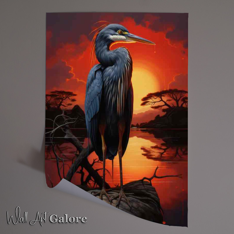 Buy Unframed Poster : (Graceful Herons at Sunrise A Spectacle of Nature)
