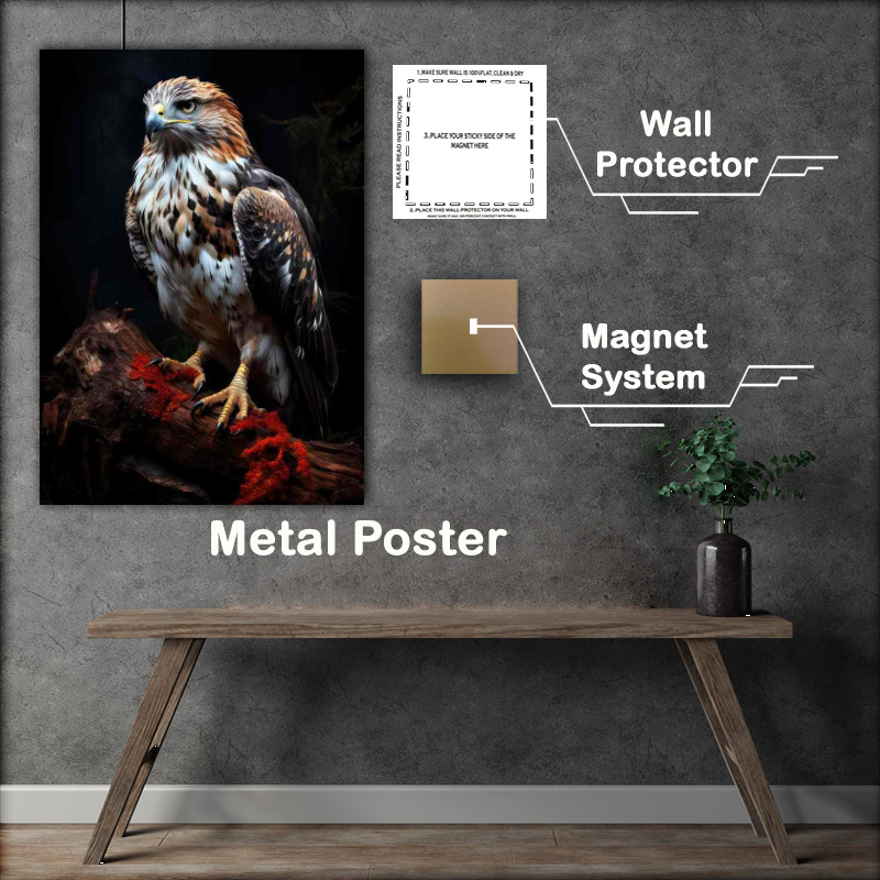 Buy Metal Poster : (Hawks on a Limb Capturing Grace and Majesty)