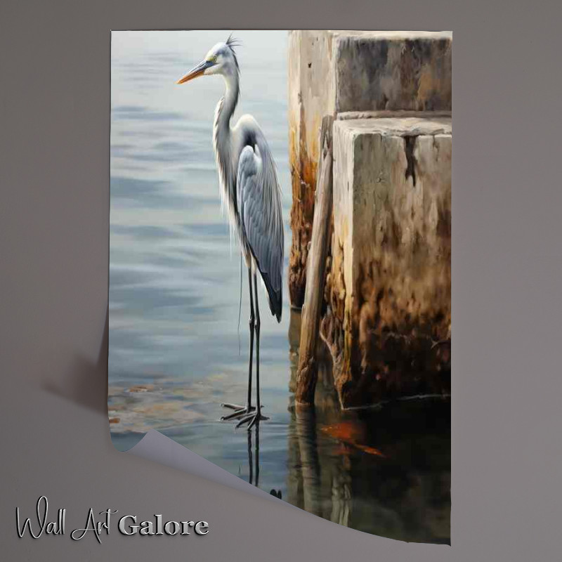 Buy Unframed Poster : (Heron on the pier waiting for its food)