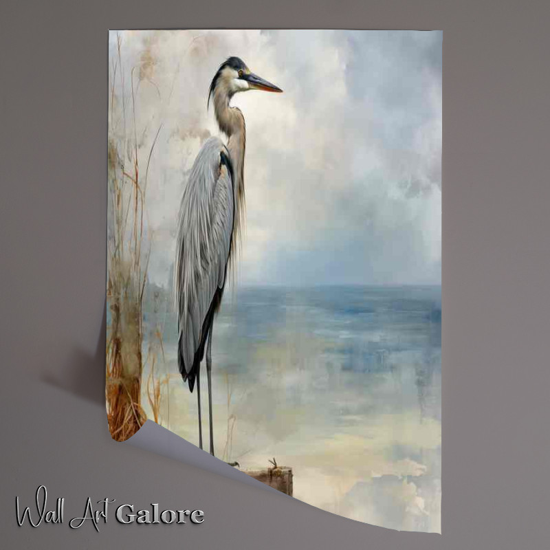 Buy Unframed Poster : (Heron the the pier watching and waiting)