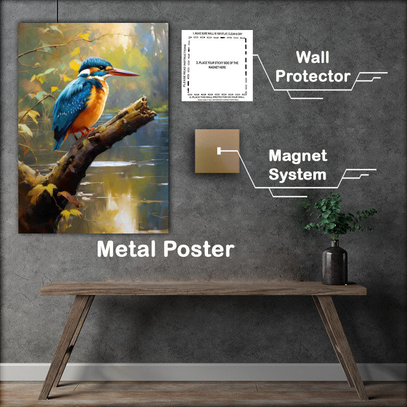 Buy Metal Poster : (Kingfisher Birds at Rest Majestic Moments on the Perch)