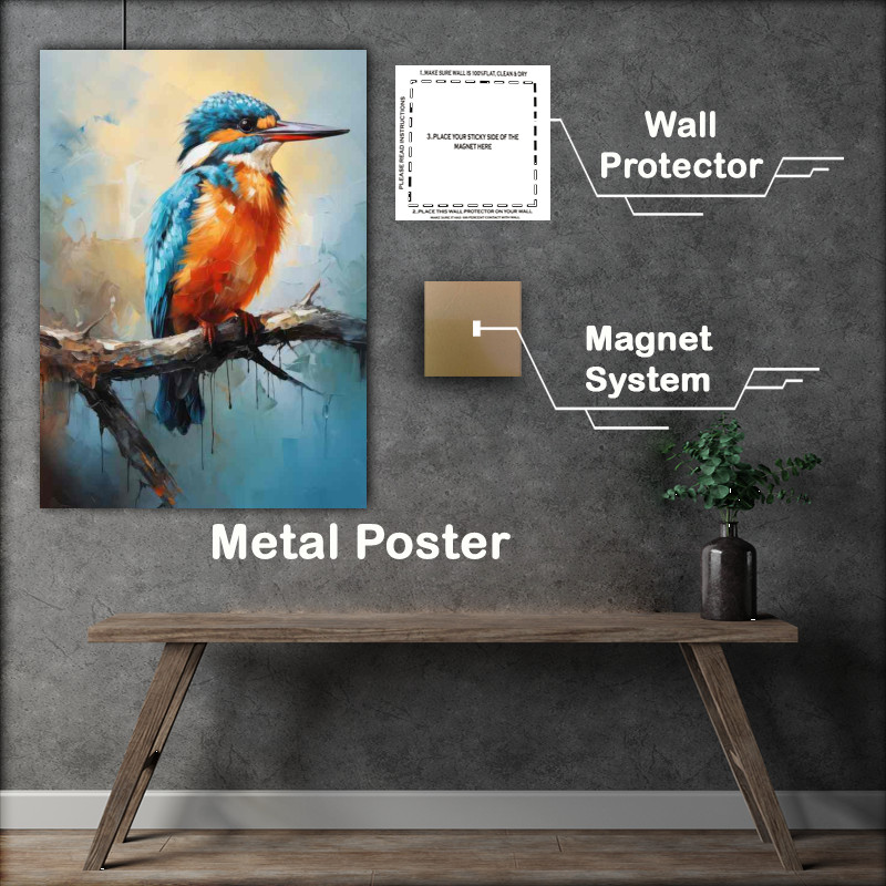 Buy Metal Poster : (Kingfisher Birds on a Perch Natures Graceful Watchers)