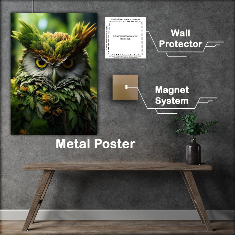 Buy Metal Poster : (Long-Eared Owl Behavior in the Forest)