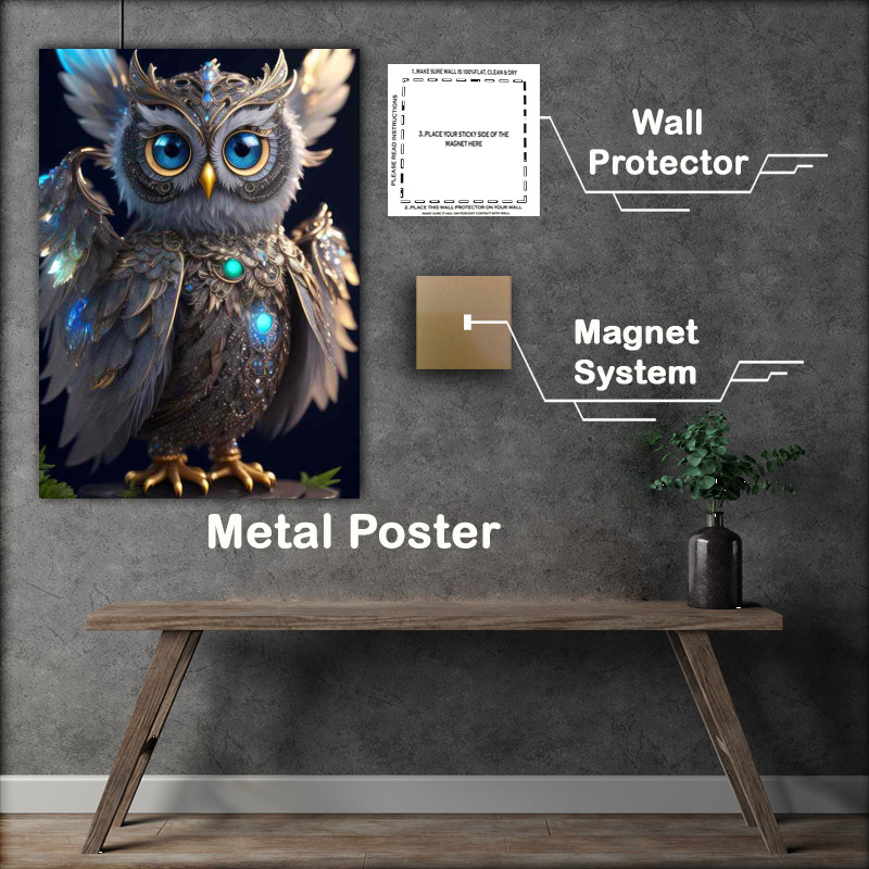 Buy Metal Poster : (Metallic Hoots artistry owl)