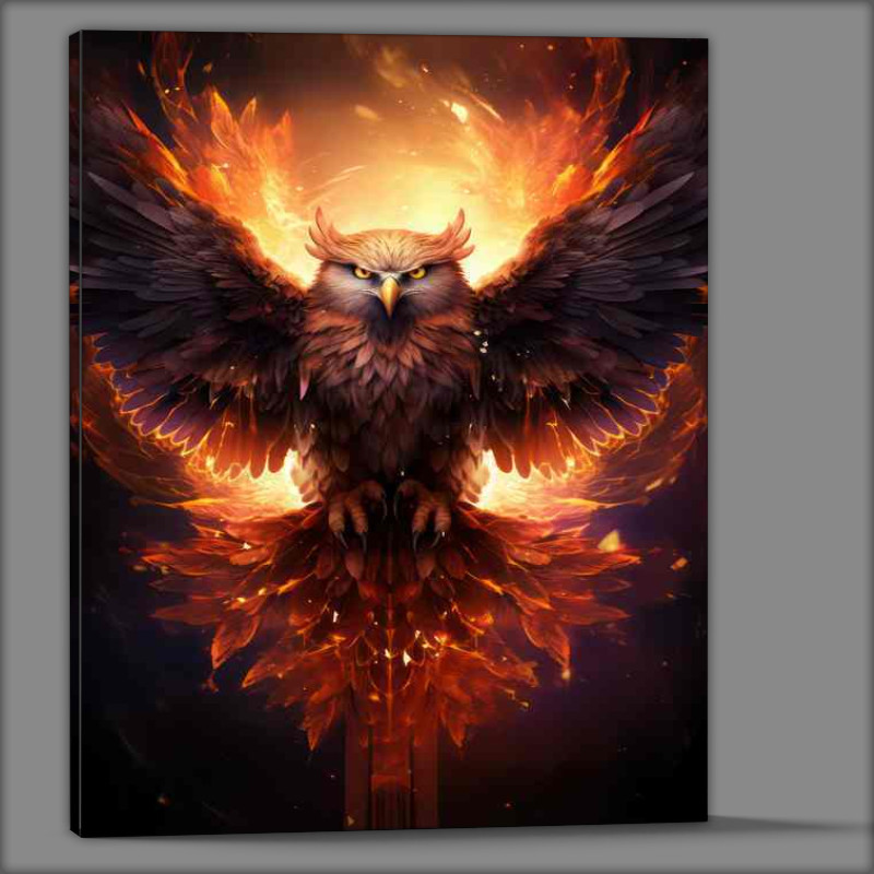 Buy Canvas : (Owl Rising through the ashes)