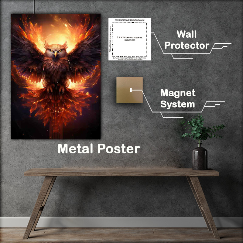Buy Metal Poster : (Owl Rising through the ashes)