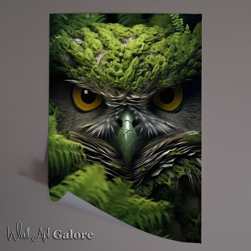 Buy Unframed Poster : (Owl with green moss hidden in the trees)