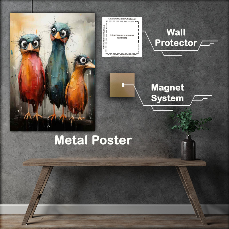 Buy Metal Poster : (Painted style birds art with nice colours)