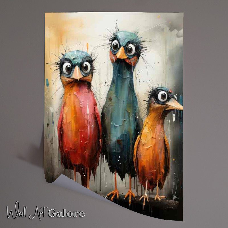 Buy Unframed Poster : (Painted style birds art with nice colours)